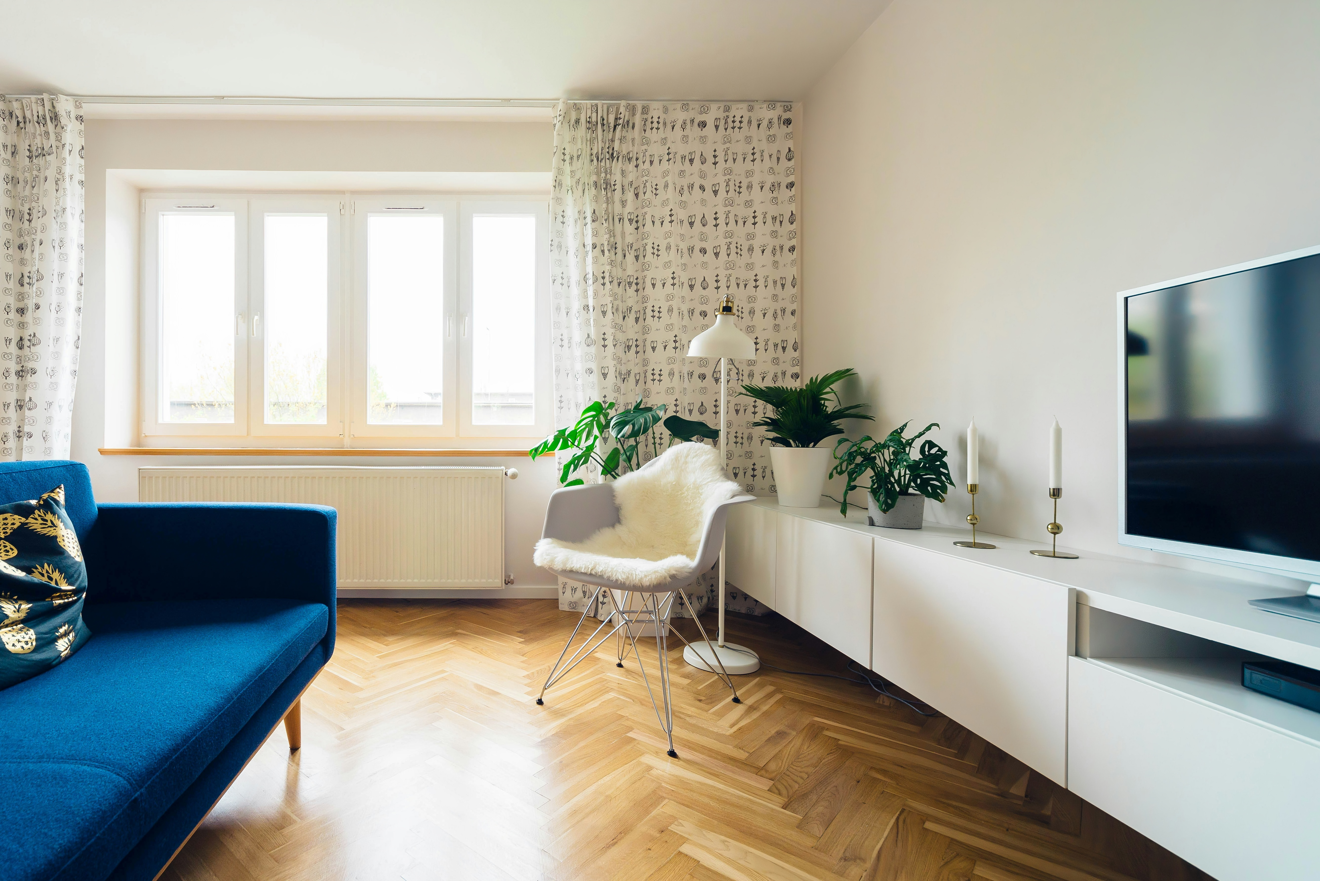 Comfortable living room with sofa and TV